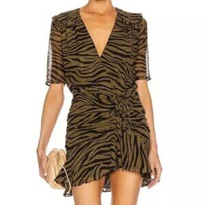 Veronica Beard Olive and Black Zebra Print Mini Dress